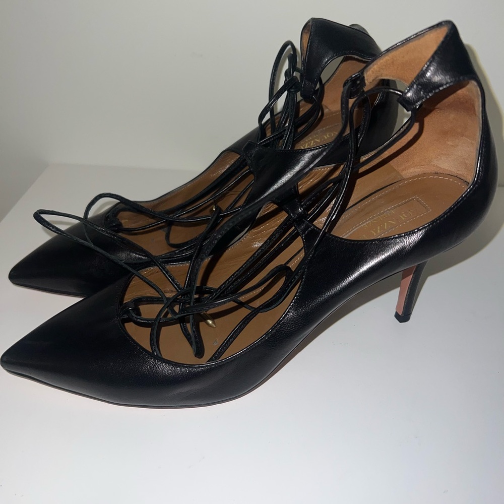 Aquazzura 100% authentic black leather women’s heels
